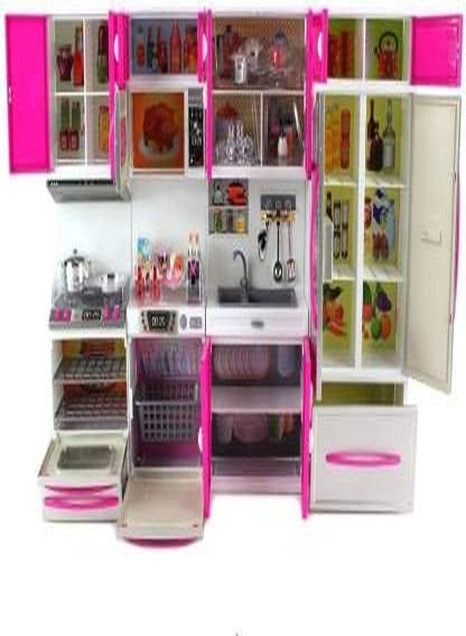Mahi Enterprise? Presents Pink Pretty Girl Dream House Comfort Modern Kitchen Set for Kids - 4 Layer Big Toy Kitchen Set - Image 2